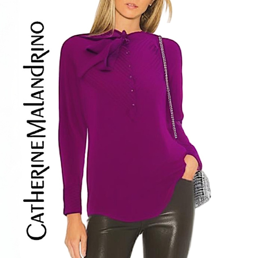 Catherine Malandrino.NWT. Stunning long sleeve blouse.Plum.4 (Oversized).